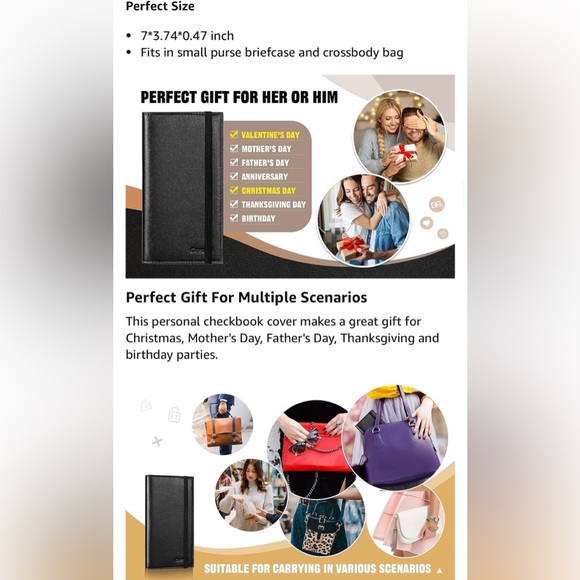 NEW still in wrapper CASMONAL Premium Leather Duplicate Checkbook cover, black - Picture 3 of 8